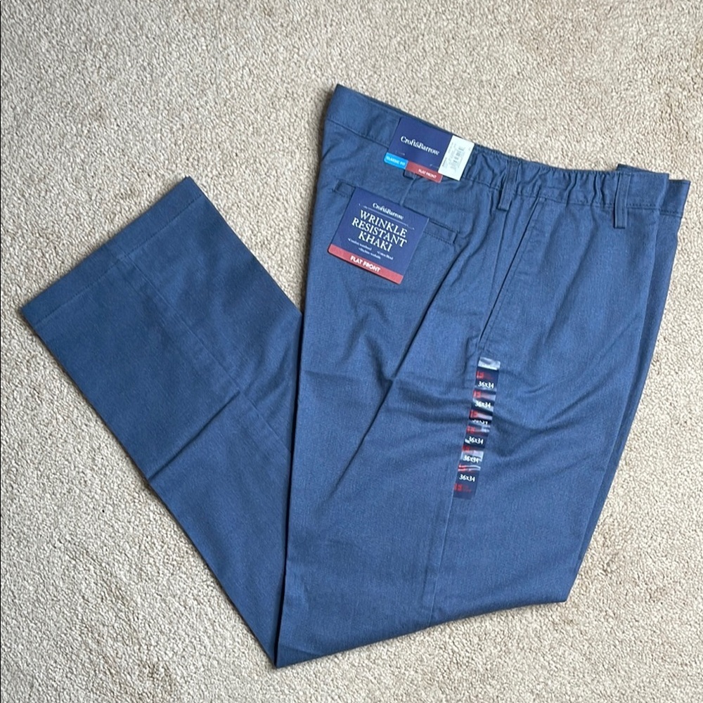 NWT Croft & Barrow Blue Chinos‎ Classic Straight-Leg Design (Size 36x34)